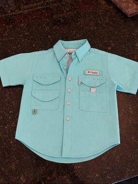 Columbia Boys' Short-Sleeve Button-Front Shirt - Aqua